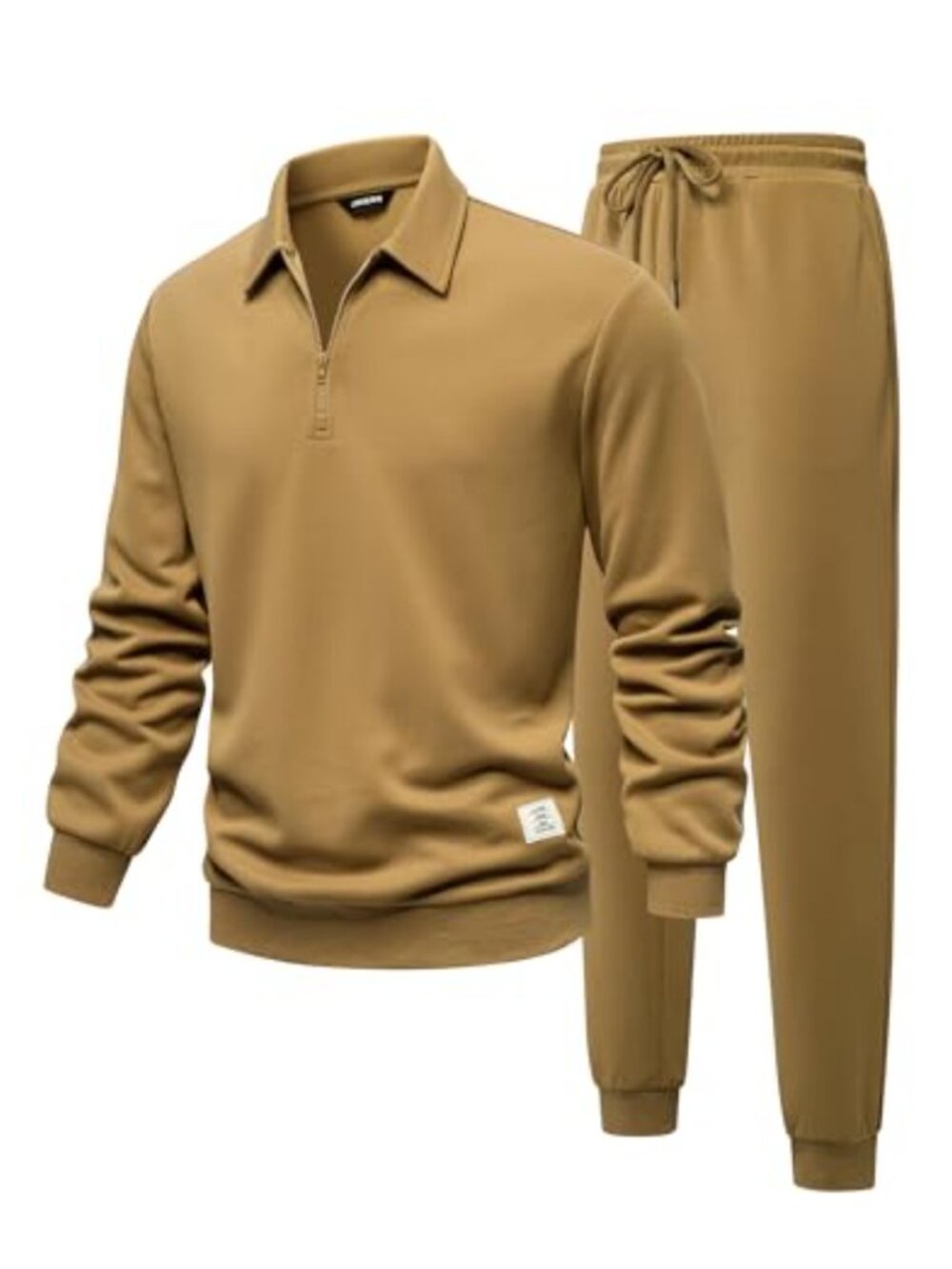 Men's 2-Piece Track Suit Quarter Zip Polo Shirt & Joggers Sweatpants Set